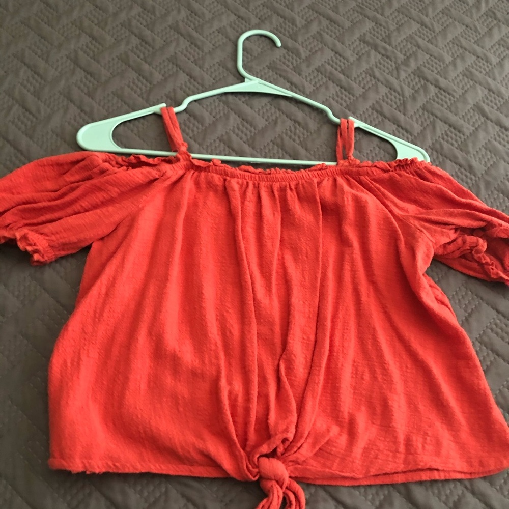 Off the shoulder medium spaghetti straps light red